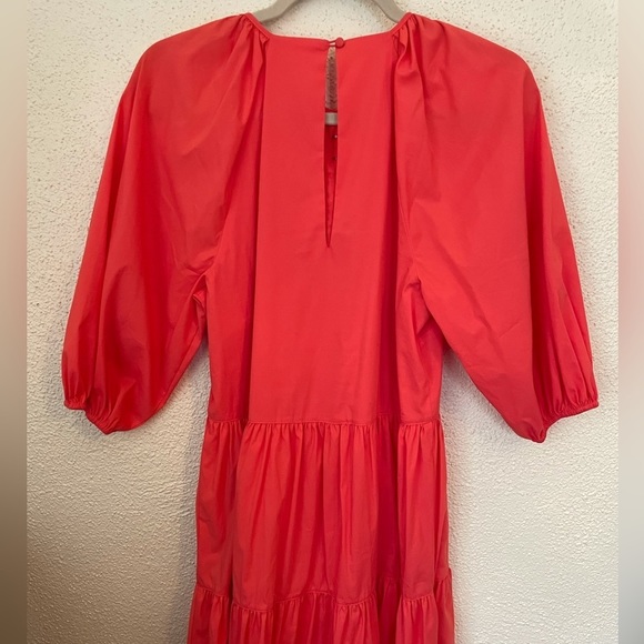 New Cinq a Sept Lynn Tiered Puff Sleeve Mini Dress in Neon Coral Orange | Size 4 - Picture 6 of 12